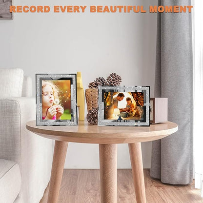 IZIDDO 5x7 Picture Frames Set of 4, Glitter Glass Photo Frame for Tabletop Display, Gifts Picture Frame, Horizontally or Vertically