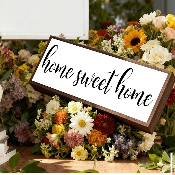 Home Sweet Home Sign, Rustic Framed Wood Sign, Wall Decoration for Room, Modern Farmhouse Wood Decor, Living Room Decors, Front Door Porch Decors, Shelf Counter Tabletop Decoration, Housewarming Gift