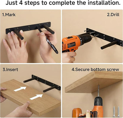 INHABIT UNION 31.5in Floating Shelves for Wall, Wall Mounted Shelves for Decor Storage Set of 2, Floating Shelf for Bedroom, Bathroom, Living Room and Kitchen（Beech）