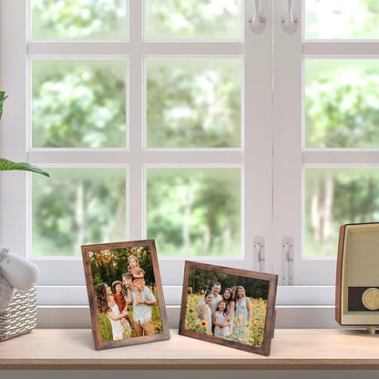 Hoikwo 18 Packs 5x7 Rustic Brown Multi Plastic Picture Frames Set with Plastic Cover for Family Photos, Artwork, Light Weight Bulk 5 by 7 Frames Pack for Wall Hanging and Table, Stylish Picture Frames