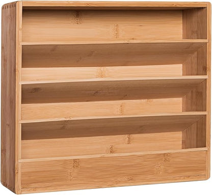 Bamboo Tiered Spice Rack Organizer for Cabinet,Wooden Seasoning Rack for Countertop, Cupboard, Pantry, Kitchen (Spice Jars Not Included)