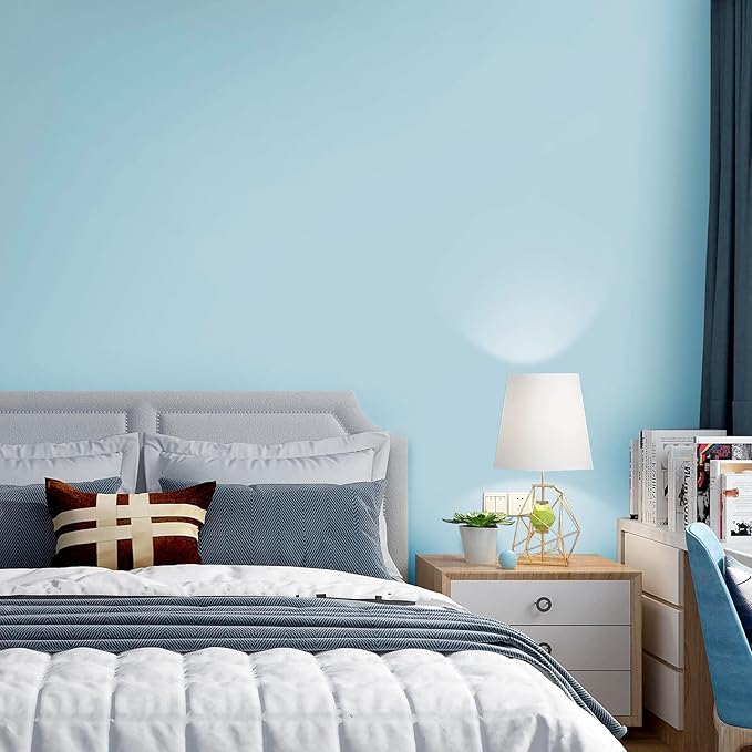 HeloHo Solid Light Blue Wallpaper Matte Textured Peel and Stick Wall Paper Modern Self Adhesive Removable Waterproof Contact Paper for Living Room Bedroom Decor 394"X15.7"