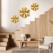 Fourluoo 3 Pack Gold Sunburst Mirrors for Wall Decor Circle Flowers Mirrors Decorative Gold Hanging Wall Art Flowers Mirror for Home Living Dinning Room Bedroom Bathroom Boho Decoration(Floral)