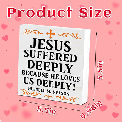 Valentines Desk Decor, Valentine's Day Home Office Table Sign for Wife Daughter from Dad Husband, Valentine Gifts Decorations for Porch Tiered Tray Shelf Party, Jesus Loves Us