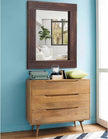 Wood Wall Mirror Rectangular Framed Rustic Vintage Mirrors Decor Farmhouse Bedroom Bathroom Mirror for Dressing Table Entrance Large 26