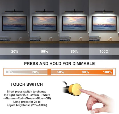 Starxing Picture Light with Remote, Led Accent Light Painting Plug in, Magnetic Art Lighting Rotatable, Dart Board Light RGB Dimmable, Spotlight Timer for Display Frame Portrait Mirror Wall Indoor