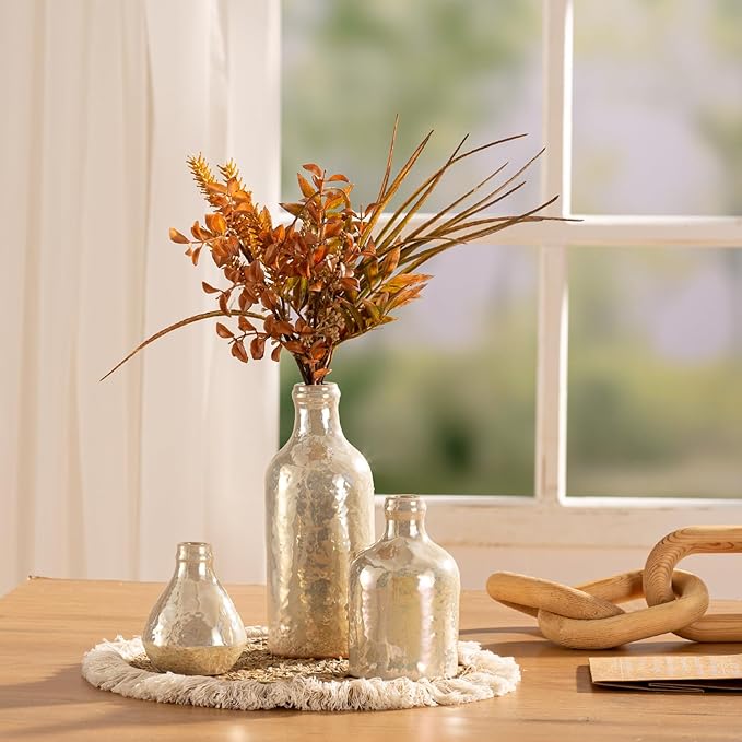 Ceramic Vase Set of 3, Decorative Vases Home Decor Modern Neutral Flower Pampass Boho Vase for Living Room, Table, Mantel, Entryway, Bookshelf, Kitchen, Bedroom, Bathroom - White
