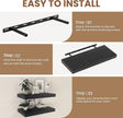 Fun Memories Rustic Floating Shelves for Home Decor, 8 Inch Deep Floating Shelf, Solid Wood Floating Wall Shelves 24 Inch Long, Deep Wall Shelves for Bathroom, Living Room, Black Finsh, Set of 2