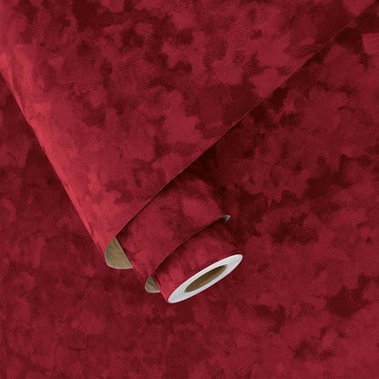 Wallercity Soft Red Velvet Felt Drawer Liner Self Adhesive Retro Velvet Burgundy Peel and Stick Wallpaper Jewelry Box Liner Decorative Flocked Fabric Wallpaper for Drawers Shelf Cabinets 11.8"x78.7"