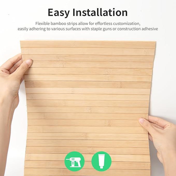 Natural Bamboo Wall Panel for Interior Wall Decor, Renewable Pole Wrap Wainscoting Paneling for Wall Ceiling Furniture Cabinet Office, 12 x 96 Inch, Carbonized