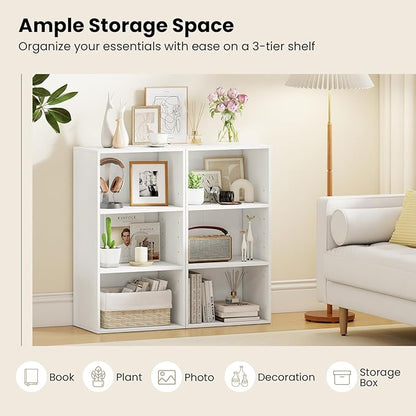 Giantex 3 Tier Bookshelf, White Bookcase 3 Shelf, Open Cube Storage Orginazer Cabinet, Multi-Functional Home Office Bedroom Furniture Display Book Shelf