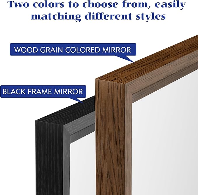 Bathroom Vanity Mirror 24x36 Inch, Matte Black Rectangle Bathroom Mirror, Anti-Rust, 4MM Tempered Glass, Wall-Mounted Mirror, Hangs Horizontally or Vertically for Bathroom & Bedroom