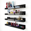 4 Pack 15 Inch Black Acrylic Shelves, Black Kids Floating Bookshelf for Kids Room, Modern Nail Polish Rack Sunglasses Essential Oil Picture Ledge Display Toy Storage Wall Shelf