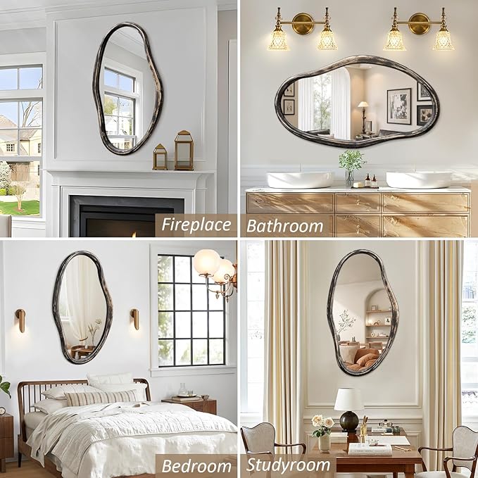 JJUUYOU Irregular Mirror Asymmetrical Wall Mirror 34