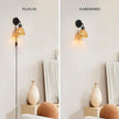 Globe Electric 65933 1-Light Plug-in or Hardwire Wall Sconce, Matte Black, Rattan Shade, 6ft Black Braided Fabric Designer Cord, in-Line On/Off Rocker Switch