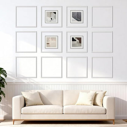 VEVOR Wall Molding 12 Pack, 20 x 20 in Wainscoting Panels Kit, Lightweight Paintable Polystyrene, Easy to Install, Waterproof Accent Wall Trim for Interior Décor Living Room, Bedroom, Home, White
