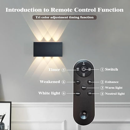 Shelprojsu LED Cordless Wall Sconce Set of 2, 5200mAh Rechargeable Battery Operated Wall Lamp with Remote Control, 3 Colors and Dimmable Magnetic Wireless Wall Light (Black, 2 PCS)