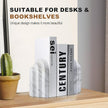 Natural Marble Book Ends - Heavy Duty Bookends for Shelves - Aesthetic Layered Arch Design Stone Book Holders, Modern Office Bookshelf Stopper Decor for Books/CDs (Volakas)