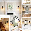 Vintage Black Wall Sconces Set of 2 with Cute Amber Tulip Glass Lampshade, Hardwired and Wireless Wall Mounted Light Fixtures (2 Usage Methods) with Switch for Bedside Bedroom Living Room Wall Decor