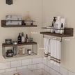 Bathroom Shelves Over Toilet for Wall, Floating Shelves with Storage Basket Paper Holer for Kitchen Living Room, Bedroom & Classroom, Set of 3 (Dark Brown)