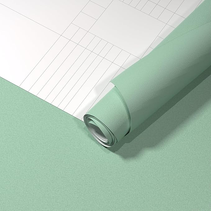 Yancorp 16"x120" Matte Green Contact Papaer Peel and Stick Wallpaper Vinyl Wrap Countertop Wallpapers Waterproof for Cabinets Drawers Bedroom Kitchen Self-Adhesive Wallpaper