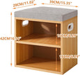 YMYNY Shoe Storage Bench with Cushion, 2 Tier Shoe Rack with Padded Seat, Adjustable Shoe Organizer Cabinet for Entryway, Living Room, Hallway, Closet, Bedroom, 15.4L*11W*16.54H, Natural, UHBD028N