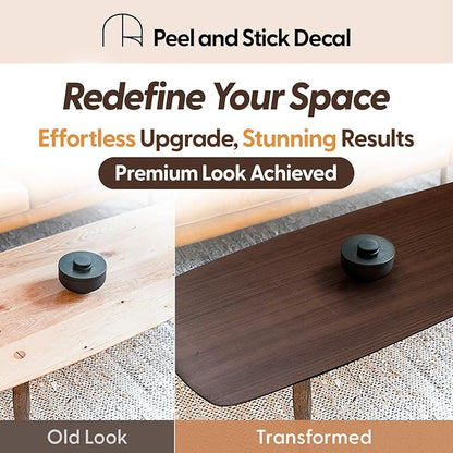 17.3" x 197" Deep Dark Walnut Wood Grain Contact Paper - Thick Waterproof Peel and Stick Vinyl Wrap for Furniture & Cabinets, Matte Smooth Finish Decorative Film