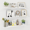 Axeman 36 Inch Floating Shelves | White Picture Ledge Shelf Set of 3 | Rustic Wood Wall Shelves with Lip | 36