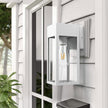 2 Pack Porch Lights Outdoor Wall Sconce, Outdoor Light with GFCI Outlet, Waterproof Exterior Wall Lantern Light Fixtures, Anti-Rust Wall Lamp with Clear Glass for Patio Doorway Garage- White