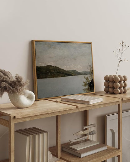 InSimSea Framed Canvas Wall Art Vintage Decor, Classical Landscape Paintings Artwork, Large Prints, Vintage Nature Decor, Retro Wall Decoration for Bedroom Living Room Bathroom, 16"x24"