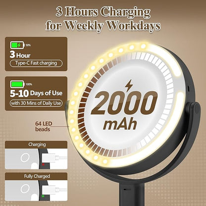 Makeup Mirror with Lights, Double Sided 1x/30x Magnifying Mirror with Light, Rechargeable 3 Color Lights and Adjustable Brightness, 360° Rotation Detachable Comes with Tweezer(Dark-30X)