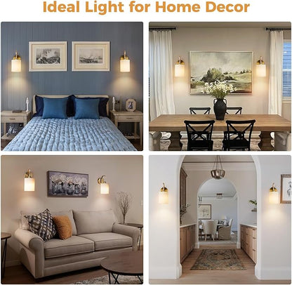 Battery Operated Wall Sconce Set of Two, Pleated Fabric Rechargeable Wireless Wall Sconces with 13000mAh Bulb & Dimmable, Battery Sconces Wall Light Decor Set of 2 for Living Room, Gold