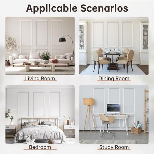 DODOKIE Peel and Stick Wall Molding Kit, Pre Cut Molding Wainscoting Panels for Interior Home Wall Moulding Décor Living Room Decoration, Self-Adhesive Ready to Assemble White (3 Set, 24 x 78 in)