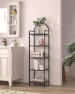 Bookcase Bookshelf, Tempered Glass Bookshelves, Slim Shelving Unit for Bedroom, Bathroom, Home Office, Steel Frame, 5 Tier Black BC05001B