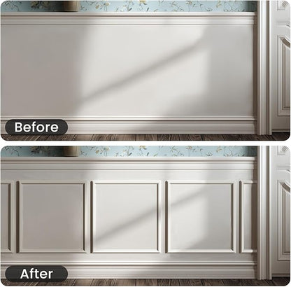 Peel and Stick Wainscoting Panels Kit, 6 Sets 20''x20'' Premade Wall Molding Peel and Stick Panels for Interior Wall Trim, Easy DIY Wainscoting Panels Peel and Stick Decor