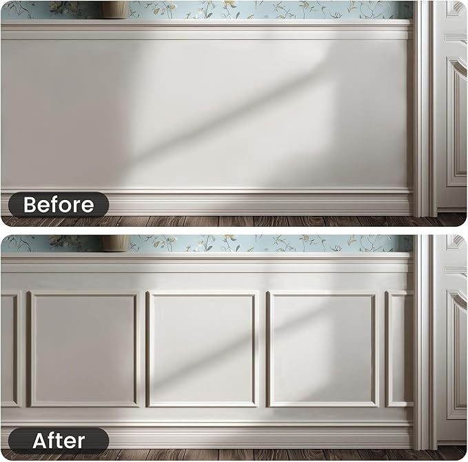 Peel and Stick Wainscoting Panels Kit, 6 Sets 20''x20'' Premade Wall Molding Peel and Stick Panels for Interior Wall Trim, Easy DIY Wainscoting Panels Peel and Stick Decor