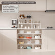 Expandable Cabinet Shelf Organizer, 1 Pack Stackable Kitchen Counter Shelf Riser, Metal Spice Rack Adjustable Heavy Duty Countertop Organizer Storage for Kitchen, Pantry, Cupboard, Rv (White)