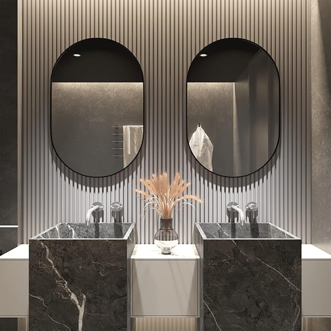 2 Piece Oval Bathroom Mirror Capsule Wall Vanity Mirror, 20