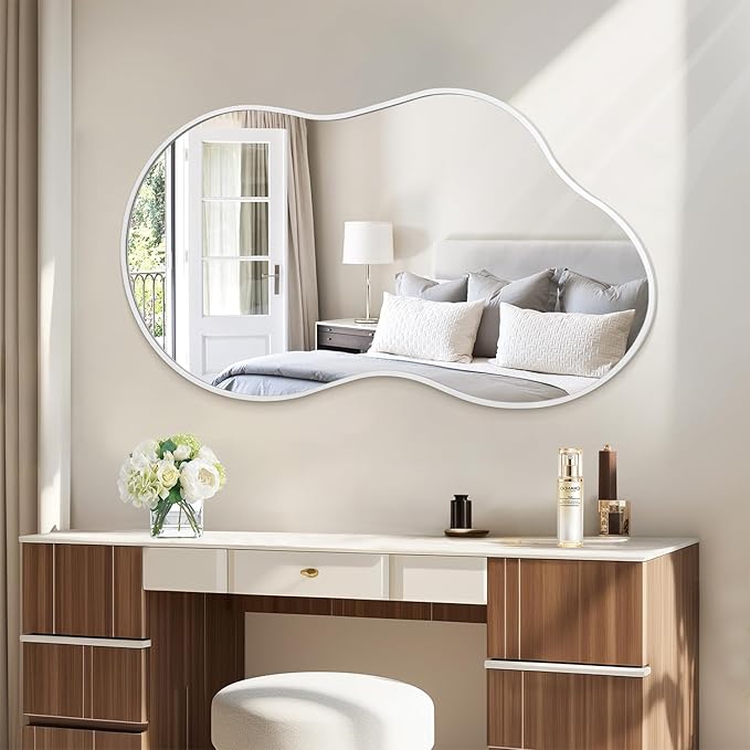 JJUUYOU Mirrors for Wall Metal Framed Decorative Irregular Large Mirrors 26
