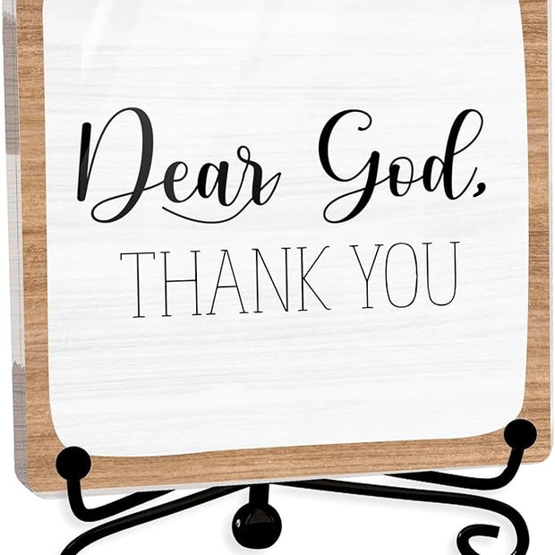 Modern Farmhouse Decor, Home Decor For Living Room, Boho Chic Aesthetic Shelf Decorations, Christian Dear God Acrylic Sign, Farmhouse Entryway Tv Stand Fireplace Coffee Table Decoration (13)