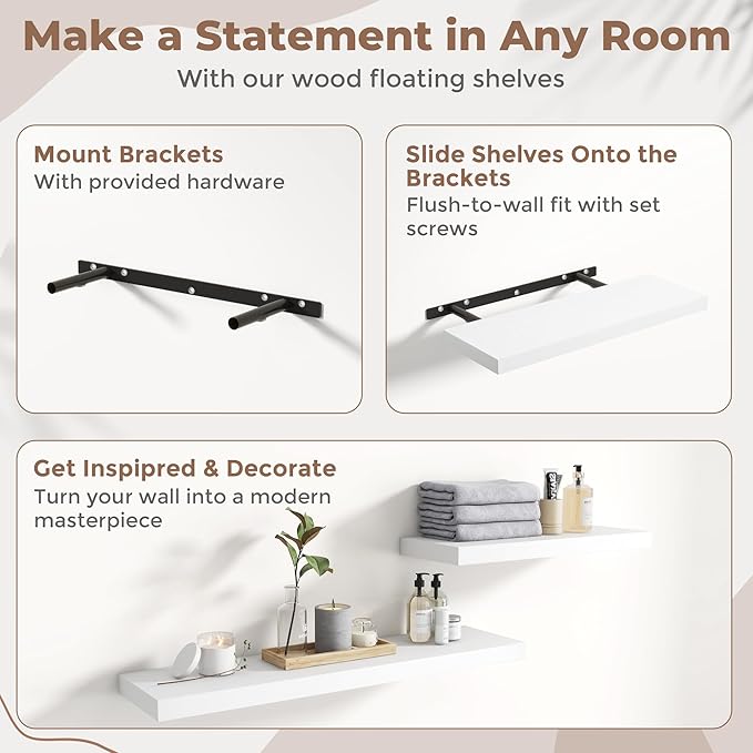 32 Inch Floating Shelves for Wall Set of 2, 8