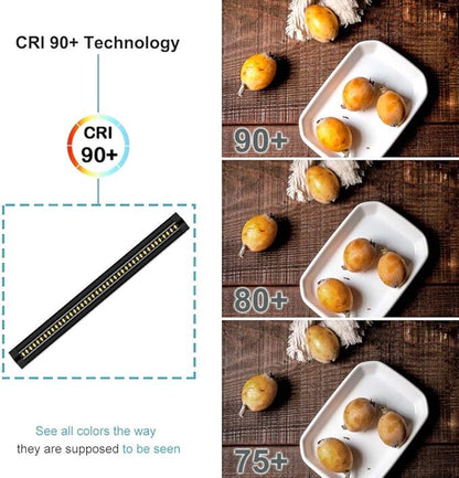 inShareplus 3 Pack 13 inch LED Under Cabinet Lighting, Dimmable, Natural White 4500K, CRI90+, 450Lumens, DC 12V Ultra Thin Under Counter Kitchen Lighting for Kitchen, Shelf, Cupboard, Black