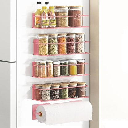 Magnetic Spice Rack For Refrigerator Magnetic Fridge Shelf For Kitchen Spice Organizer Magnetic Shelf For Fridge Space Saving Pink 4 Pack