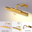 Gallery Picture Light for Wall, 4400mAh Brass Cordless Wireless LED Wall Sconce,Rechargeable Remote Dimmable Lighting for Modern Hallway Living Room Wall Decor(12 in, 2 Pack)