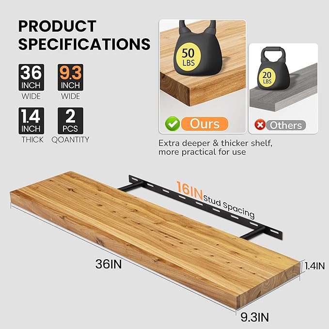 Fun Memories Floating Shelves for Wall, 36
