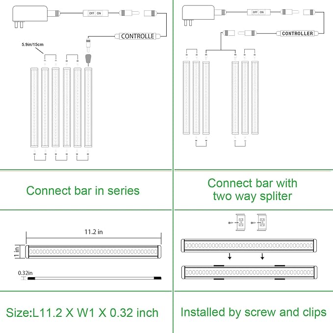 AIBOO LED Under Counter Light Rigid Bar Kit, Plug in Corded 12V LED Under Cabinet Lighting Dimmable with Switch for Counter Shelf Showcase Display Lighting (6 Panels,Daylight White)