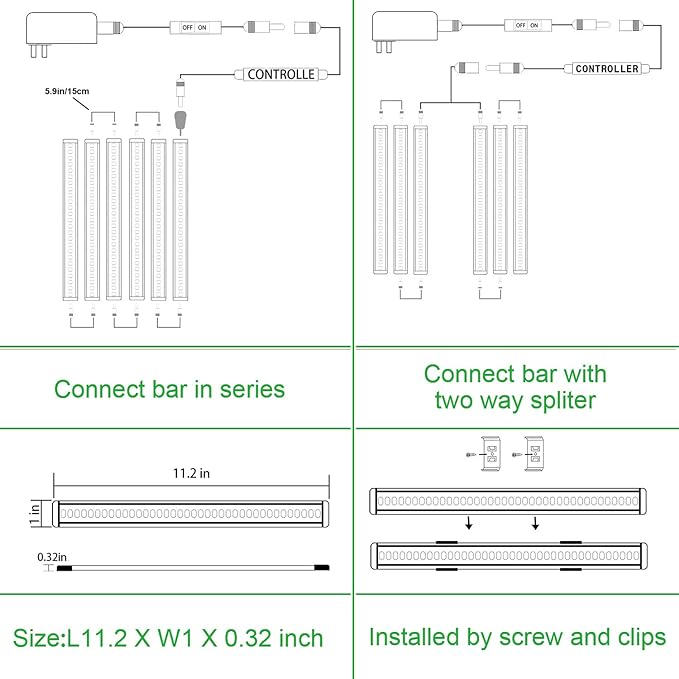 AIBOO LED Under Counter Light Rigid Bar Kit, Plug in Corded 12V LED Under Cabinet Lighting Dimmable with Switch for Counter Shelf Showcase Display Lighting (6 Panels,Daylight White) (Pack of 2)