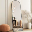 DUMOS Arched Full Length Mirror with Stand Floor Standing Aluminum Frame for Bedroom Body Hanging Leaning Modern Simple Home Decor Shatter-Proorf Nano Glass Wall Cloakroom Natural Black 59