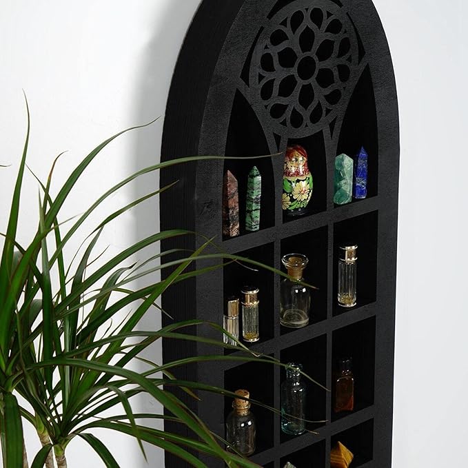Wall Display Shelf Modern Church Window Design Stones Holder Wall Hanging Shelves for Kitchen Bathroom Office Gothic Room Decoration Bedroom