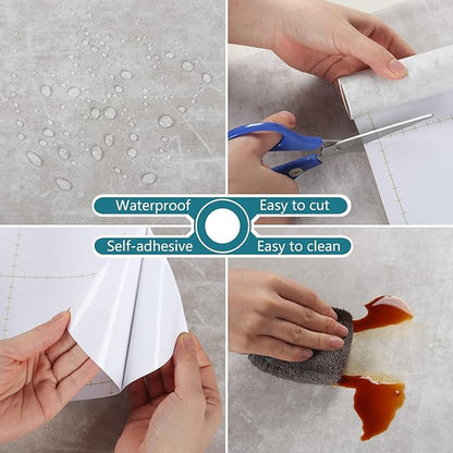 VEELIKE 15.7''x118'' Concrete Wallpaper Peel and Stick Textured Limewash Wallpaper for Bedroom Bathroom Wall Removable Self Adhesive Concrete Contact Paper for Countertops Waterproof Cement Wall Paper
